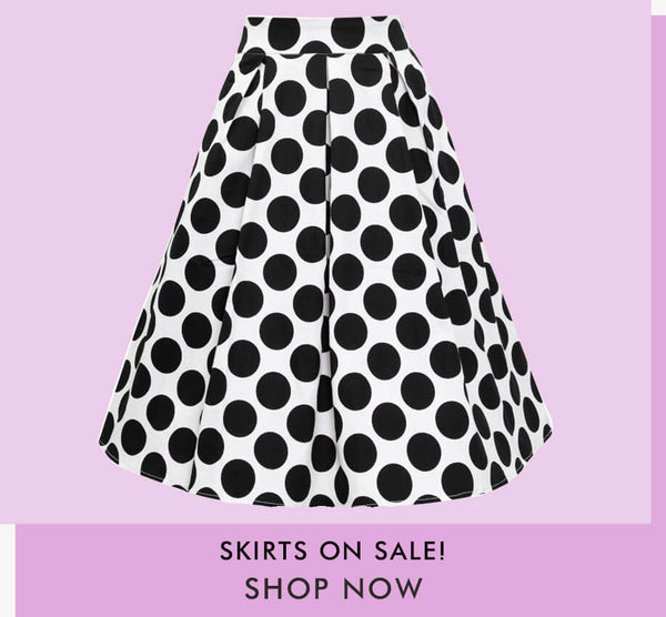 skirts on sale - black and white polka dot retro skirt