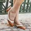 Charlie Stone Shoes Oxford Petit Heel Edinburgh - Tan /Chiffon
