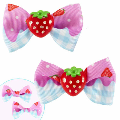Pink icecream and blue and white gingham hair clips