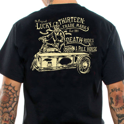Lucky 13 Men's Retro T-Shirt - Pale Horse back view cropped