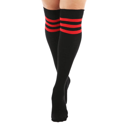 Over Knee Referee Stripe Socks black/red model image