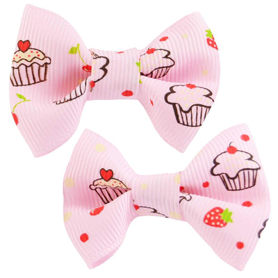 Image of Hair Clips - Cupcake Bows - Pink