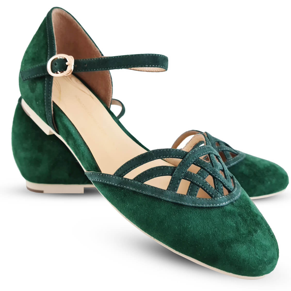 Emerald green 2025 flat shoes