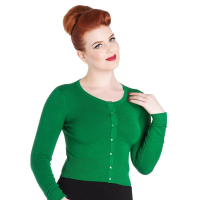 Image of Hell Bunny Paloma Cropped Cardigan - Green