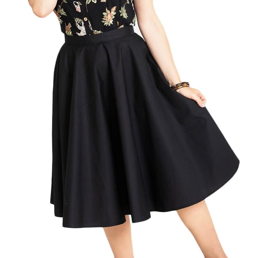 Hell Bunny Paula 50 s Skirt Full Circle Black Atomic Cherry