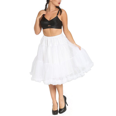 Hell Bunny Polly Petticoat - Long Below Knee - White - model front