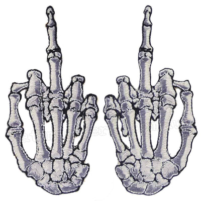 Image of Kreepsville 666 Skeleton Hand Finger Patch (Set of Two) - White