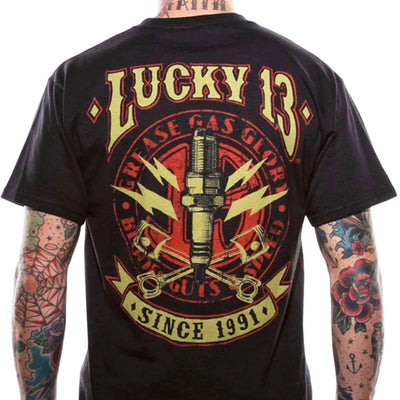 Lucky 13 Men's Retro T-Shirt - Amped - back view cropped