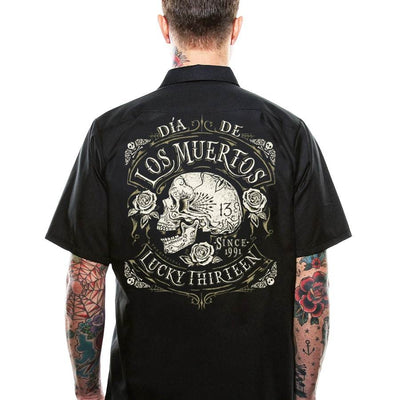 Image of Lucky 13 Los Muertos Dead Skull Work Shirt