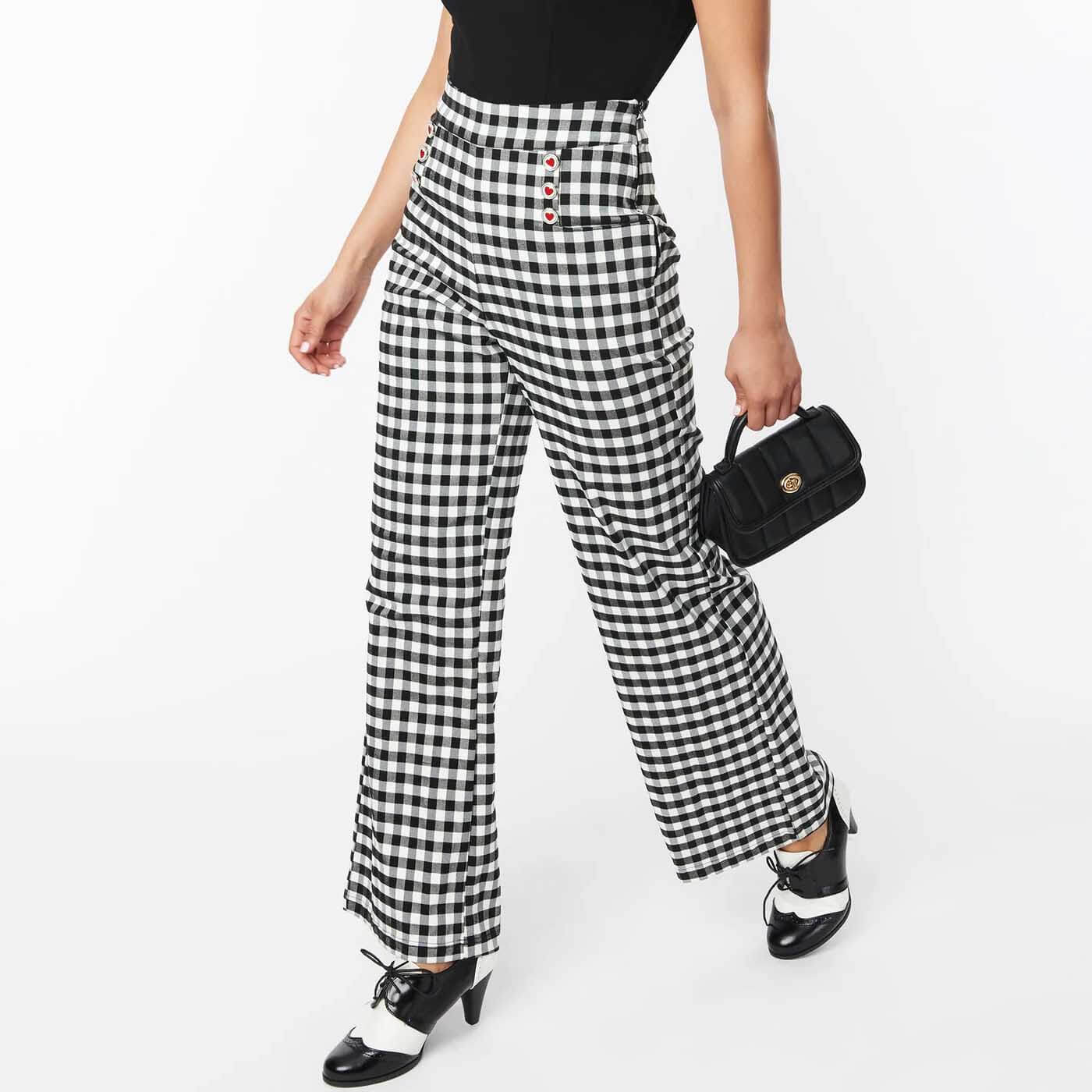 Unique Vintage Ginger Gingham Trousers
