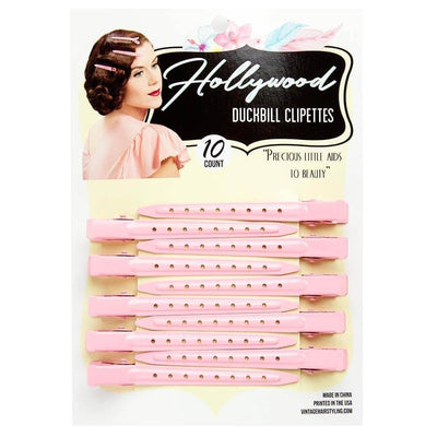 Image of Vintage Hairstyling Hollywood Duckbill Hair Clips - Pink (Pack of 10)