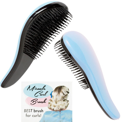 Vintage Hairstyling Miracle Hair Curl Brush - Blue - both sides