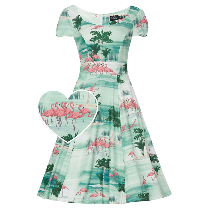 Flamingo Island Claudia A-Line Swing Dress - Dolly & Dotty 1950s Sizes 22 and 24 only