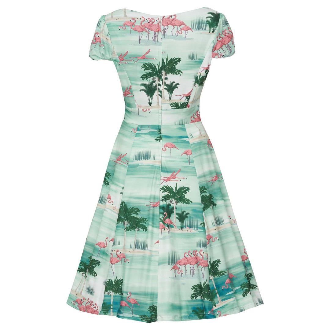 Flamingo Island Claudia A-Line Swing Dress - Dolly & Dotty 1950s Sizes 22 and 24 only