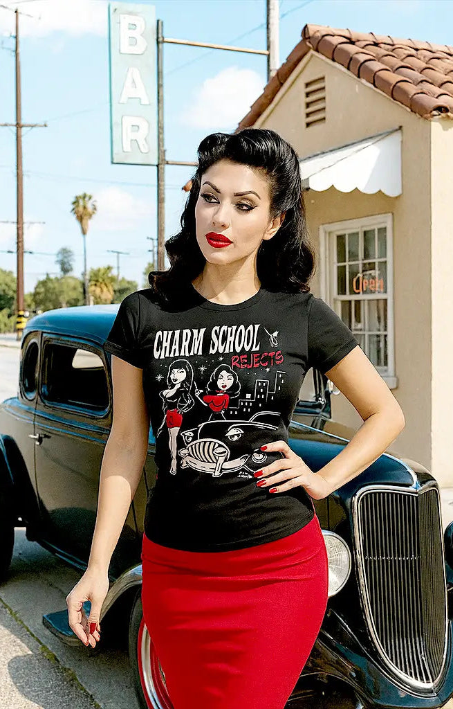 Black Charm School Rejects T-Shirt – Pinky Star Women's