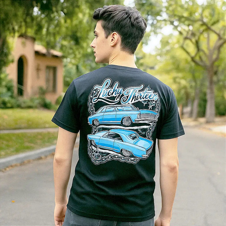 Blue Sensation Hot Rod T-Shirt – Lucky 13 Men's Tee