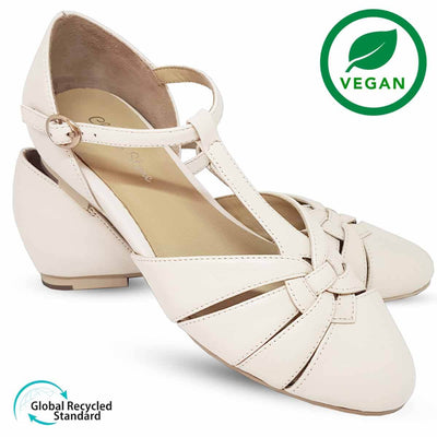 Charlie Stone Shoes Montpellier Flats - Chantilly Cream (Vegan) pair shot