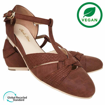 Charlie Stone Shoes Peta Flats - Pecan (Vegan) side shot