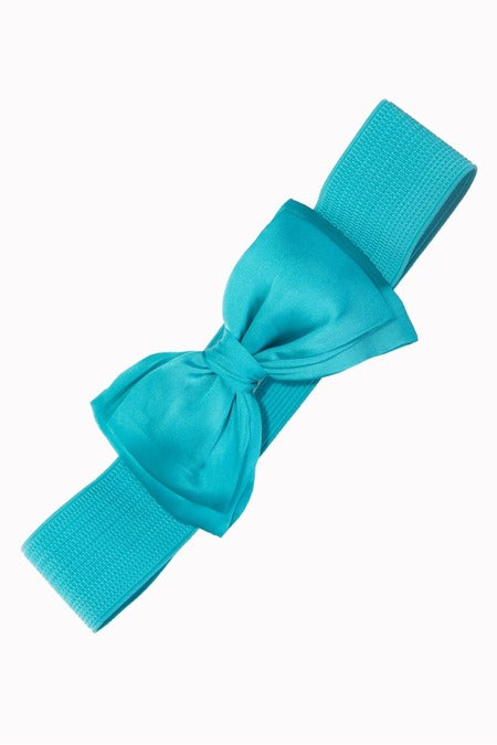 Turquoise bow on a white background