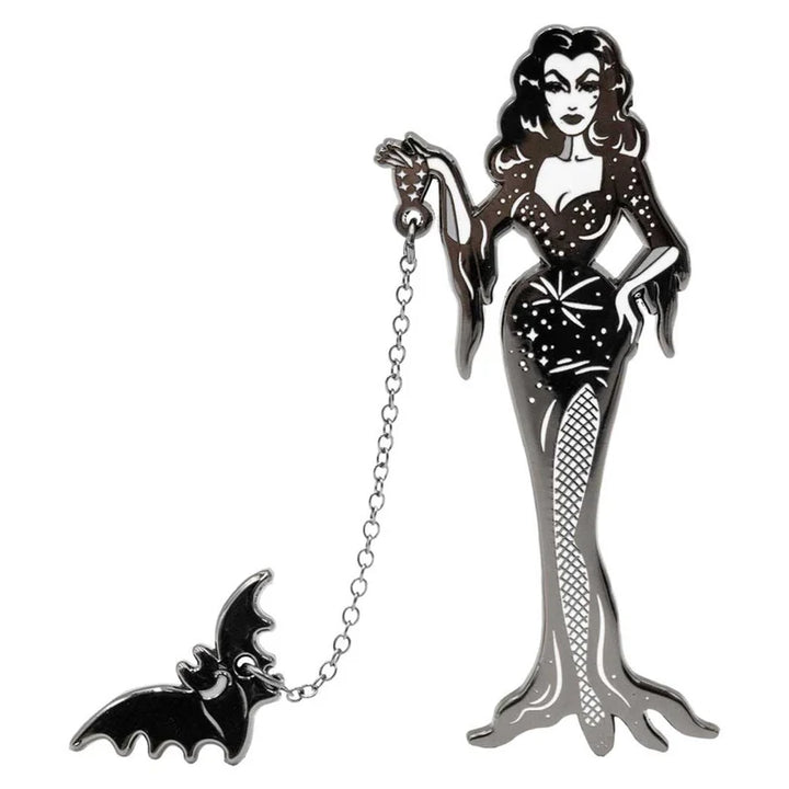 Vampira With Flying Bat Enamel Pin - Kreepsville 666 Official