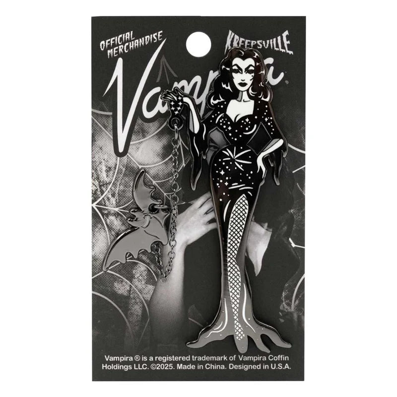 Vampira With Flying Bat Enamel Pin - Kreepsville 666 Official