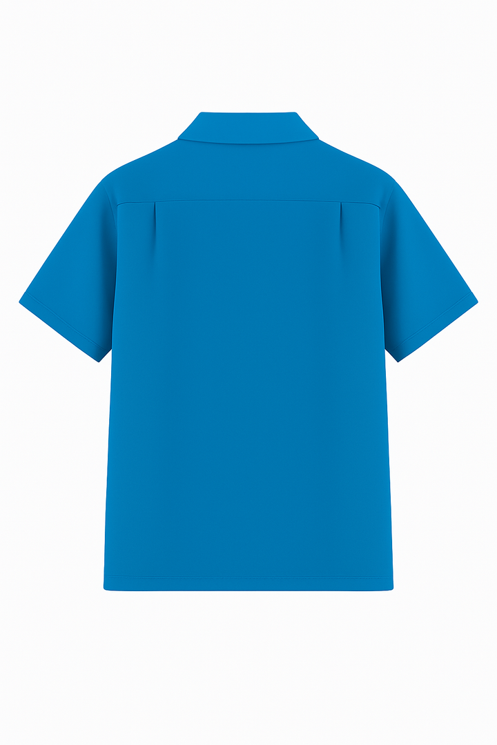 Teal White Bodgie Double Panel Bowling Shirt - Nifty50's Retro Men's