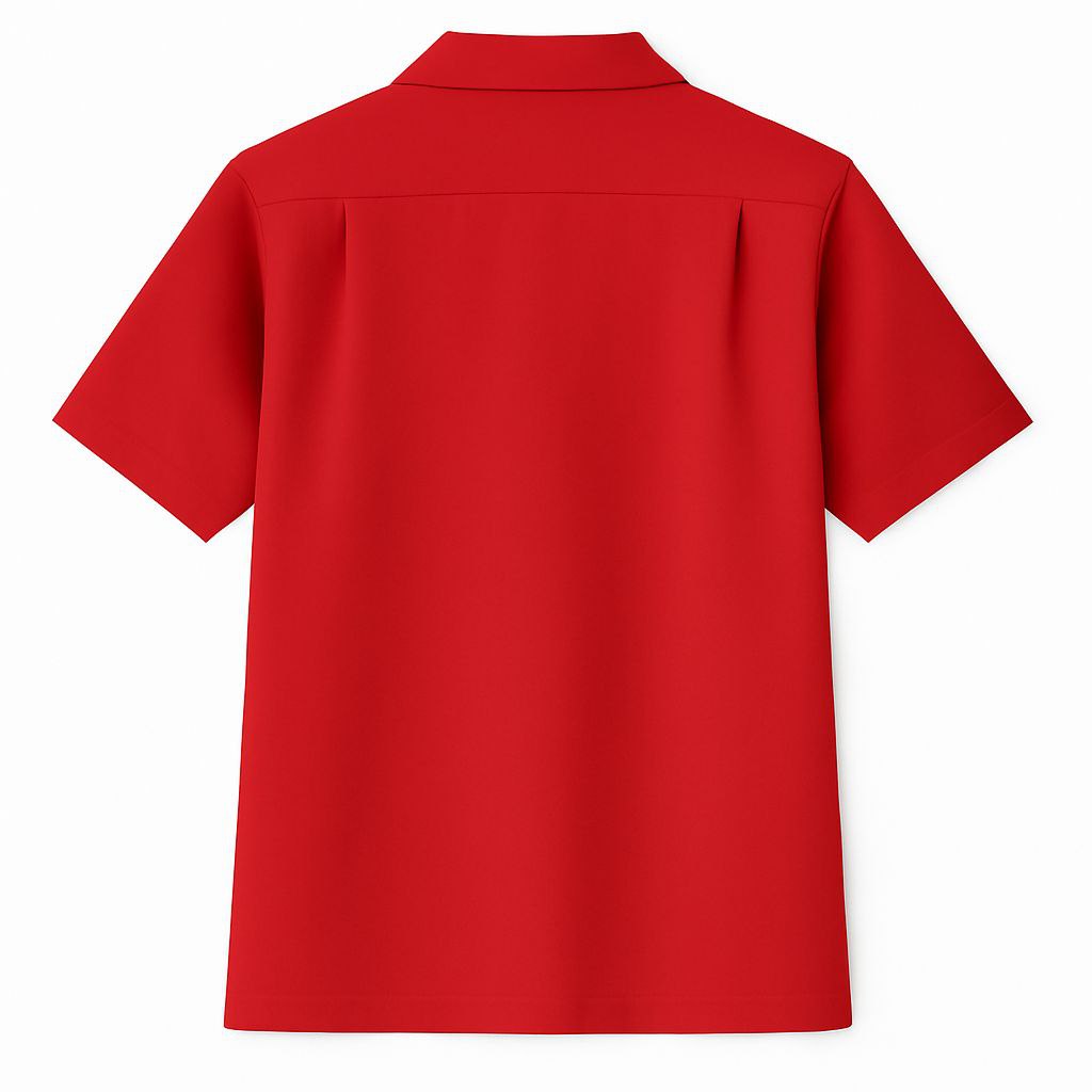 Red White Bodgie Double Panel Bowling Shirt - Nifty50's Retro Men's