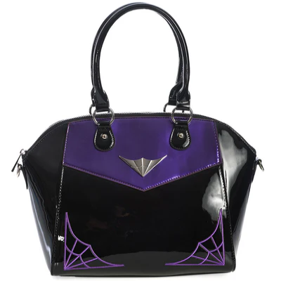 Purple Spiderweb Appliqué Handbag - Banned Faux Leather Gothic