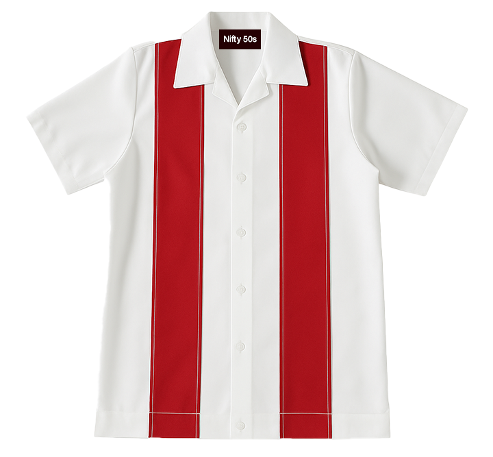White shirt with red stripes on a white background