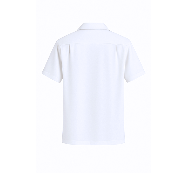 White bowling shirt back white background