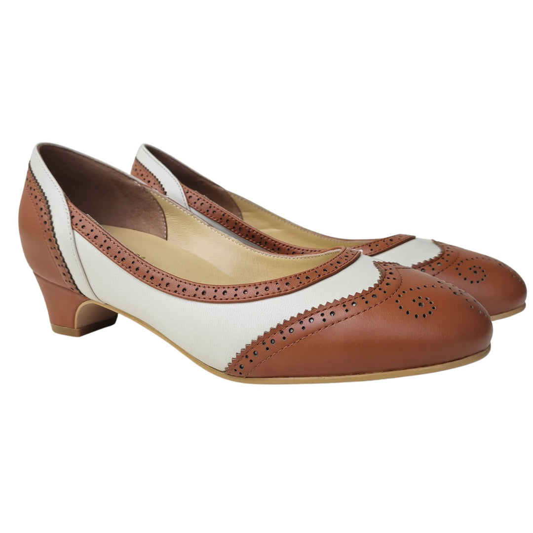 Side image of Charlie Stone Edinburgh Heel in Tan/ Chiffon colour