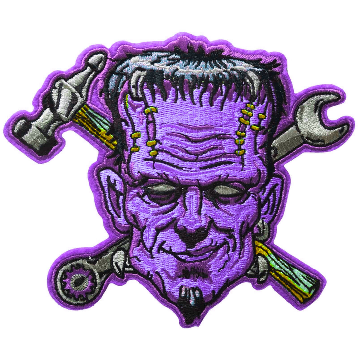 Rockabilly Frankenstein Patch - Embroidered Iron On Tattoo Style
