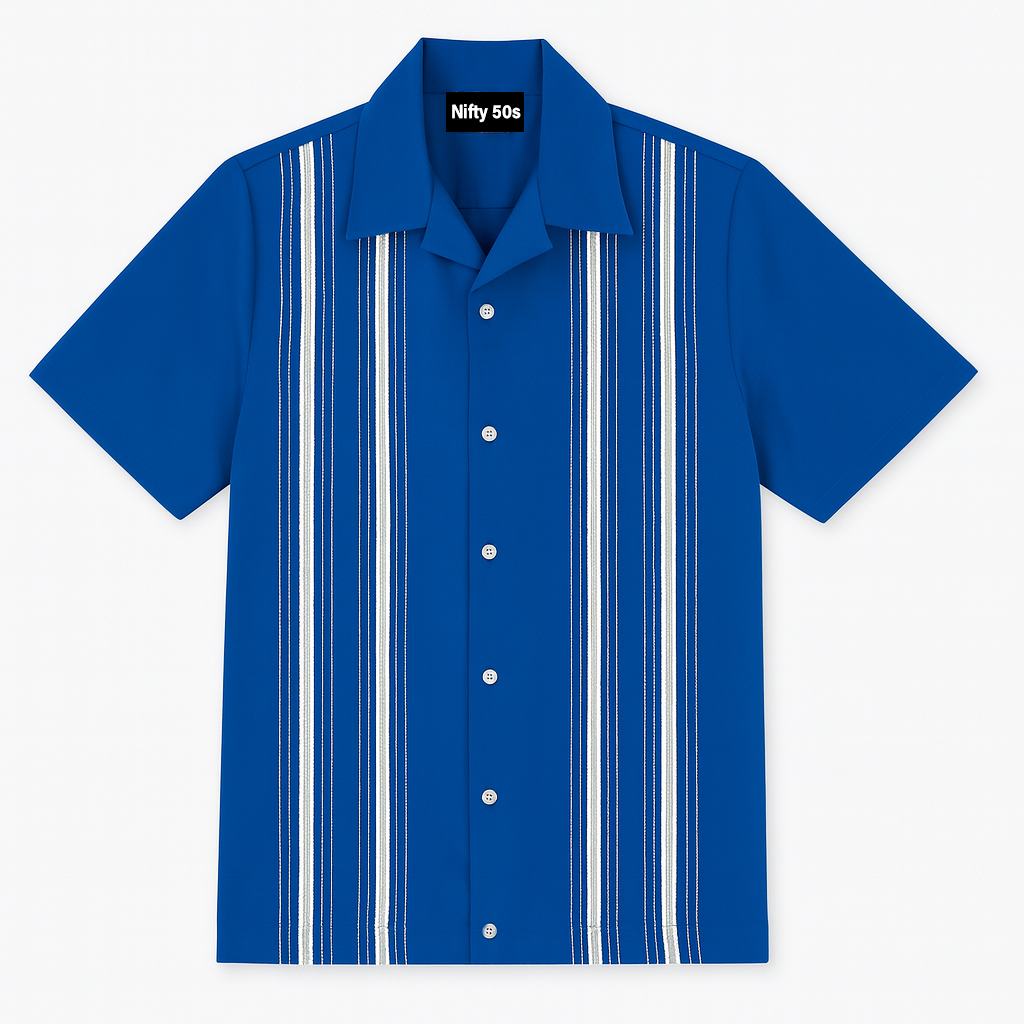 Shop Cruisin Double Stripe Bowling Shirts Retro Style – Atomic Cherry