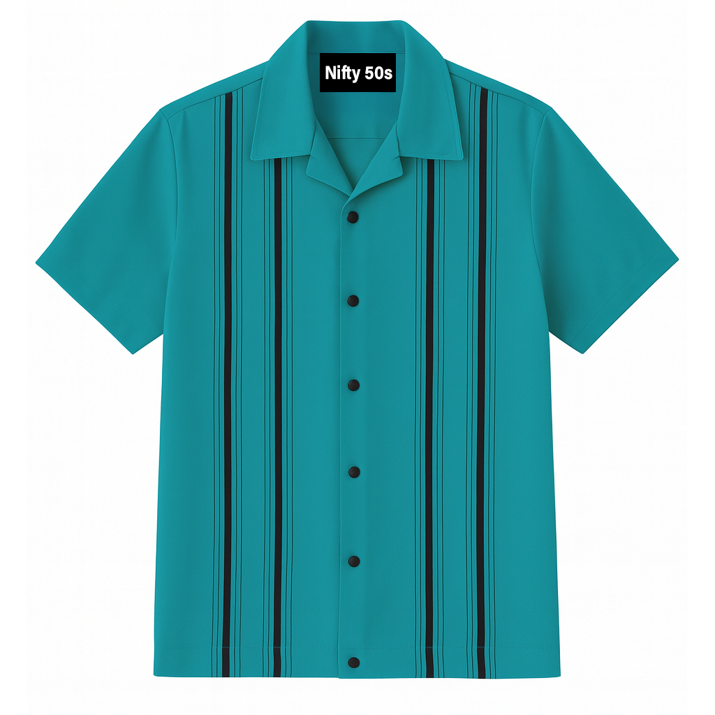 Shop Cruisin Double Stripe Bowling Shirts Retro Style – Atomic Cherry