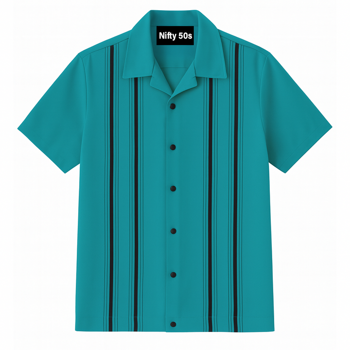 Cruisin Double Stripe Bowling Shirt - Nifty50's Retro Men's