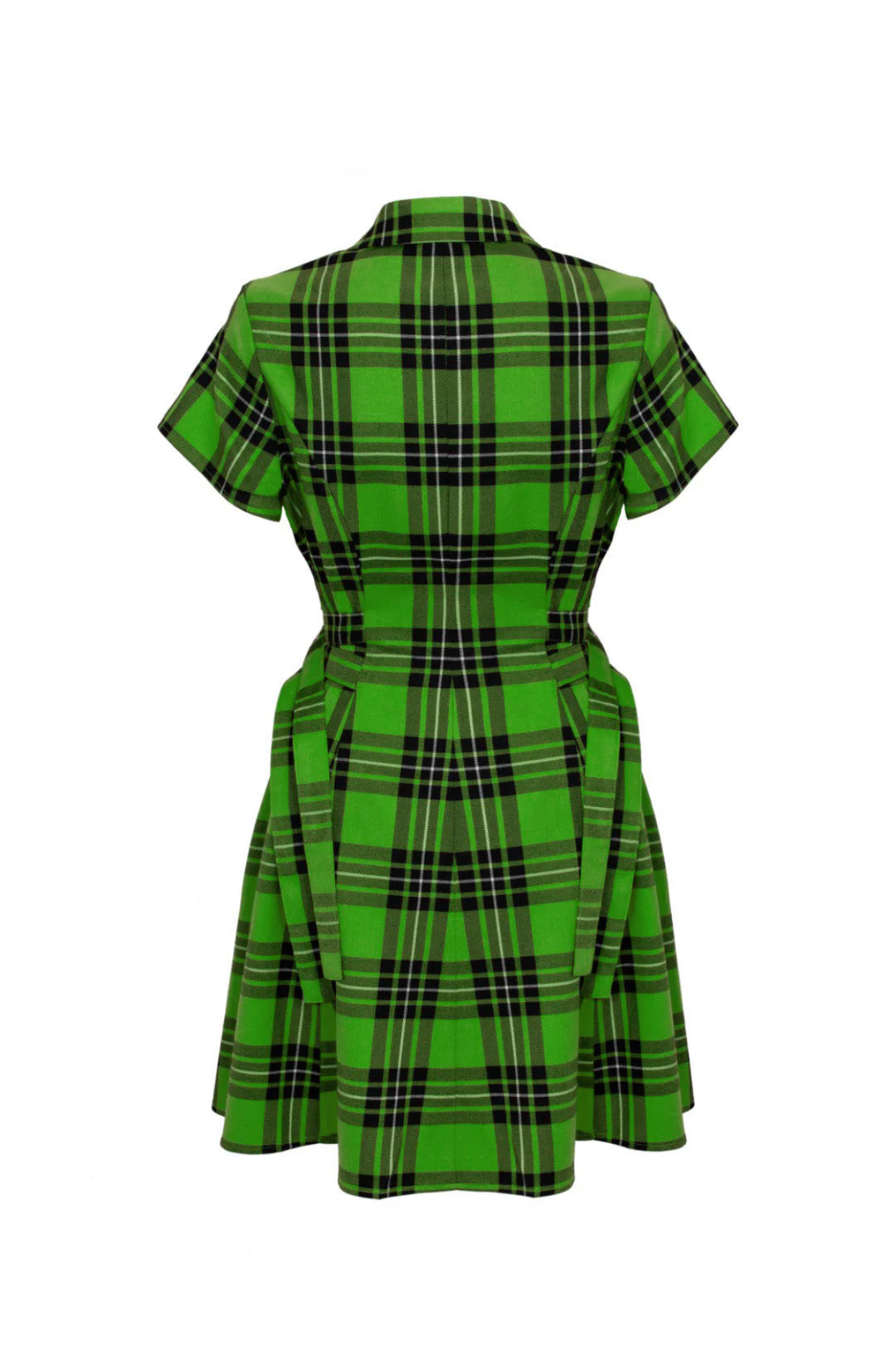 Green plaid dress on a white background
