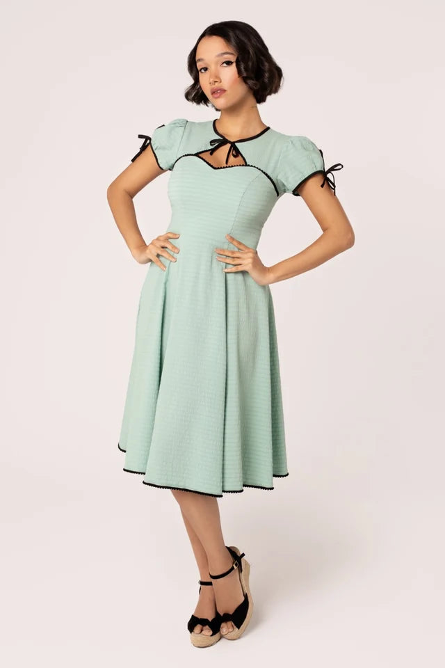 Mint Casey Dress - Hell Bunny Women's Rockabilly Swing Dress
