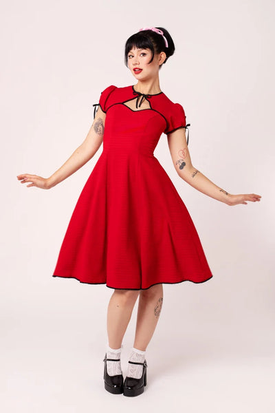 Red Casey Dress - Hell Bunny Women's Rockabilly Swing Dress