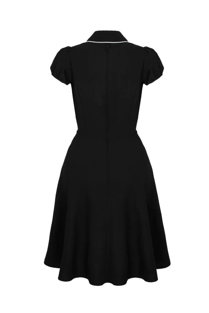 Black dress with a collar on a white background