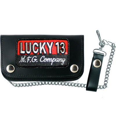 Black The Brick Leather Chain Wallet - Lucky 13 Mens Rockabilly