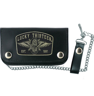 Black The Speedster Leather Chain Wallet - Lucky 13 Mens Rockabilly