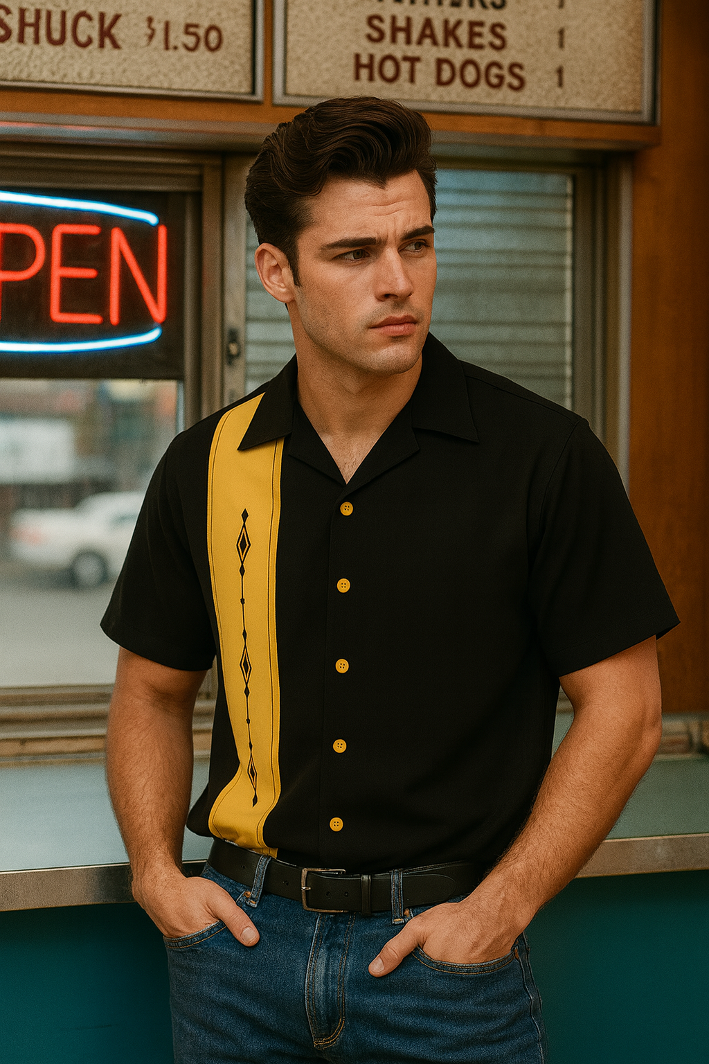 Havana Diamond Bowling Shirt - Nifty50's Retro Men's