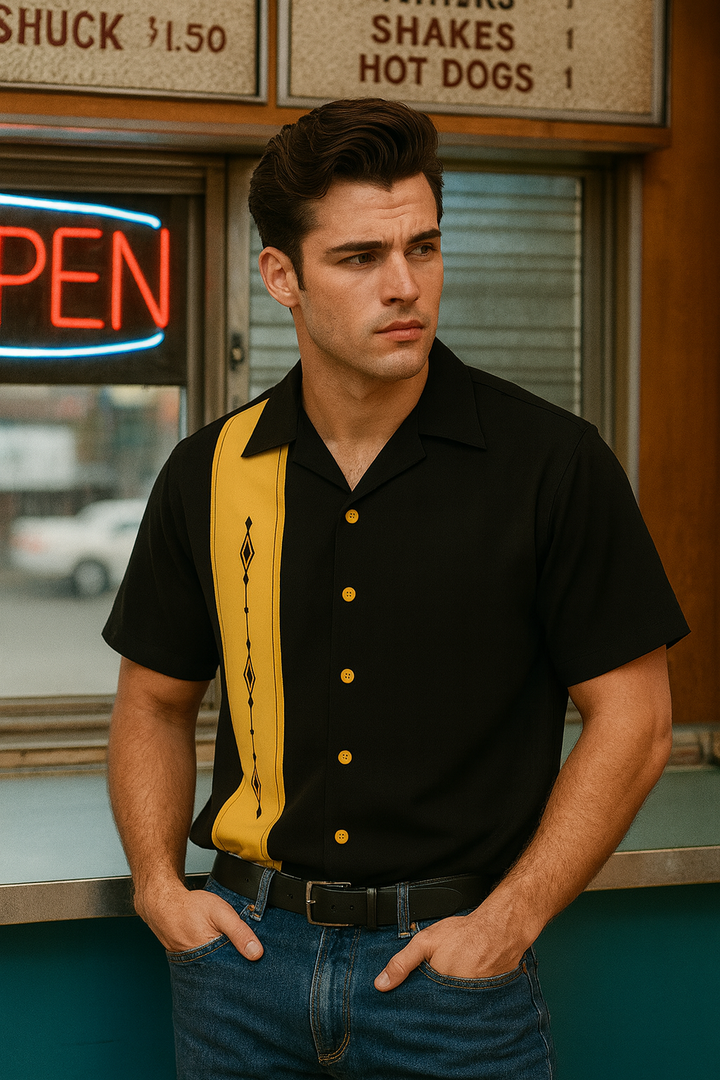 Havana Diamond Bowling Shirt - Nifty50's Retro Men's