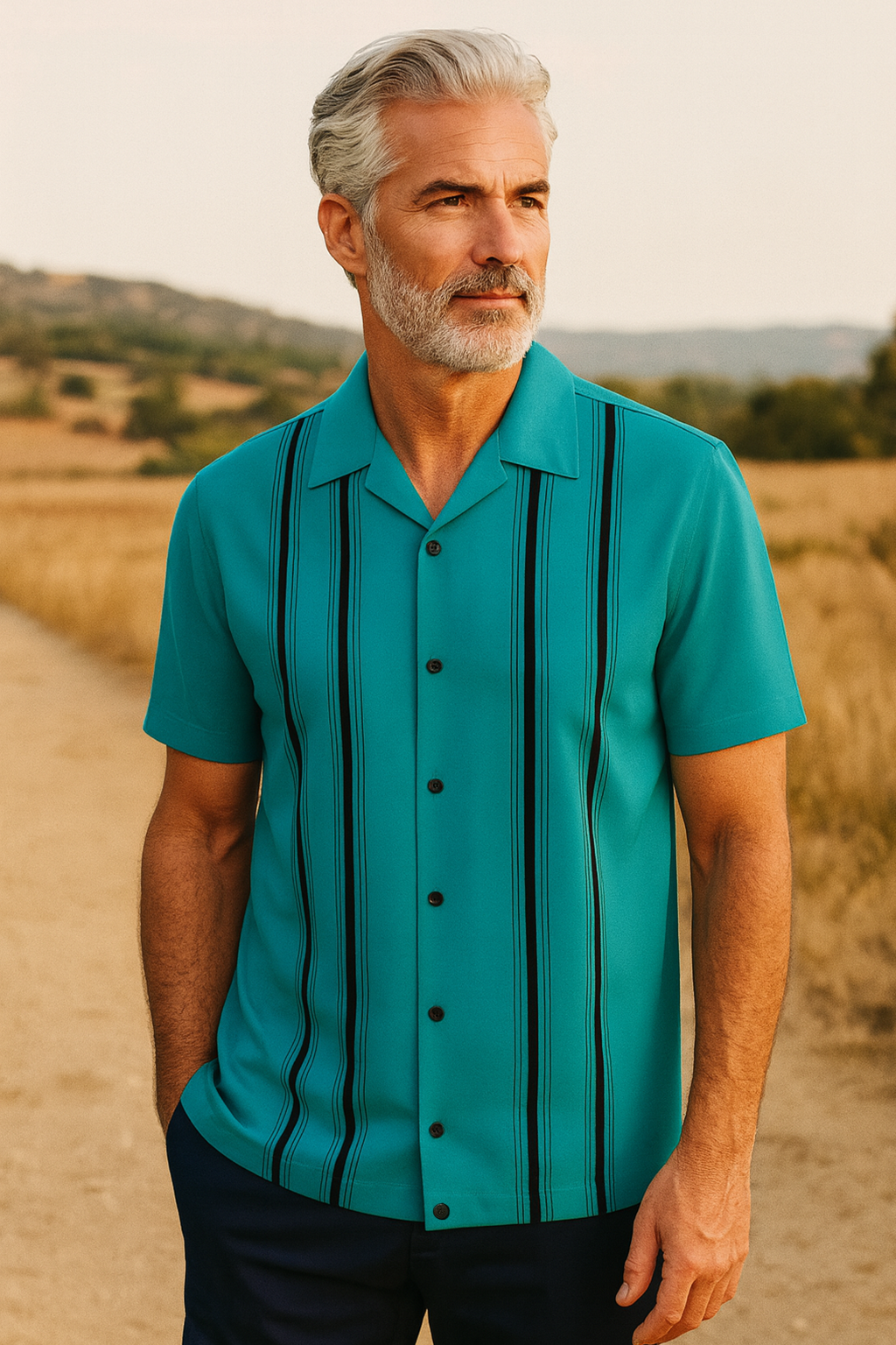 Teal Black Cruisin Bowling Shirt - Nifty50's Retro Mens