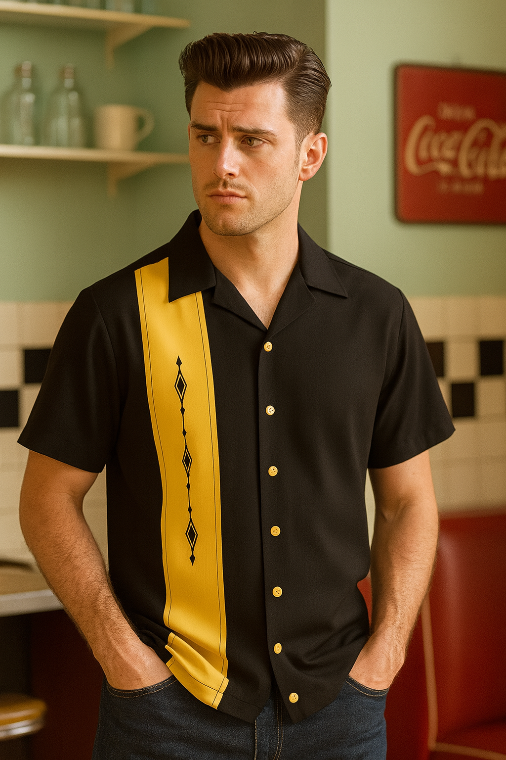 Havana Diamond Bowling Shirt - Nifty50's Retro Men's