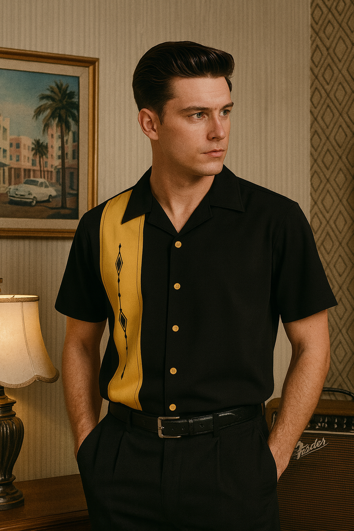 Havana Diamond Bowling Shirt - Nifty50's Retro Men's