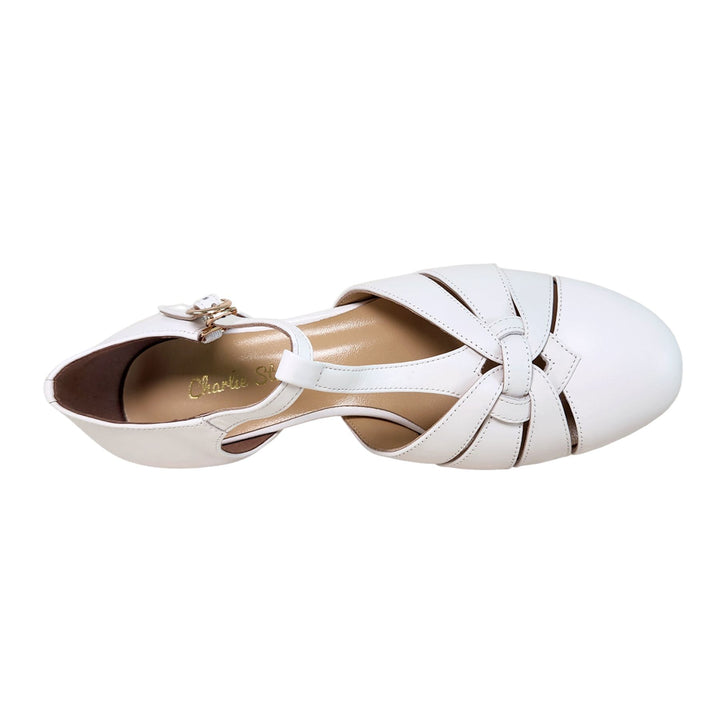 Side image of Charlie Stone Shoe Petit Montpellier in white colour
