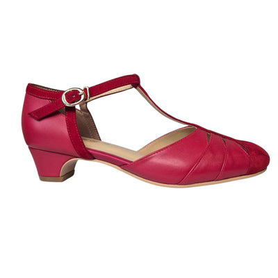 Side image of Charlie Stone Petite Toscana shoe in red colour