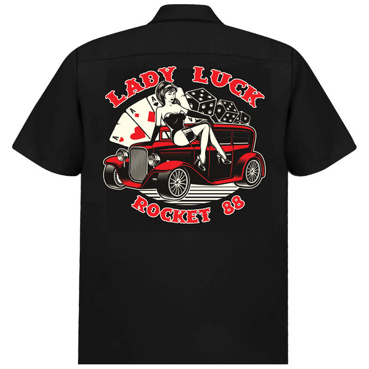 Black Lady Luck Work Shirt - Rocket 88 Men's Australia Rockabilly