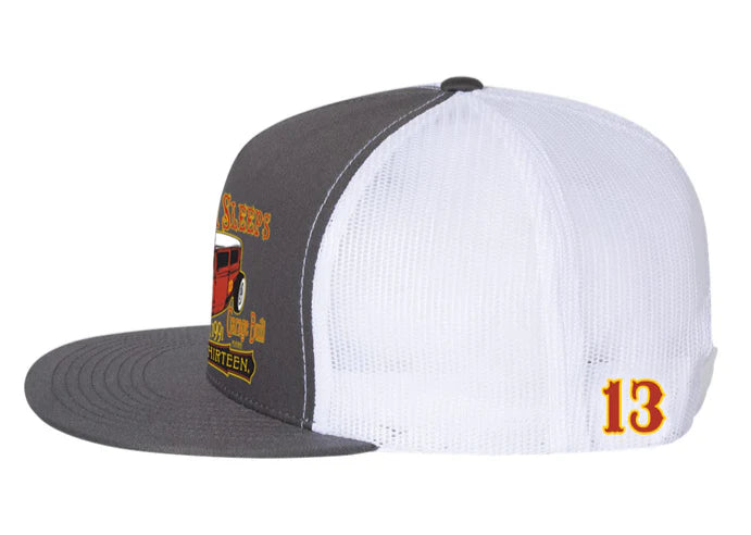Lucky 13 The Rust Never Sleeps Trucker Hat Charcoal/White | Rockabilly